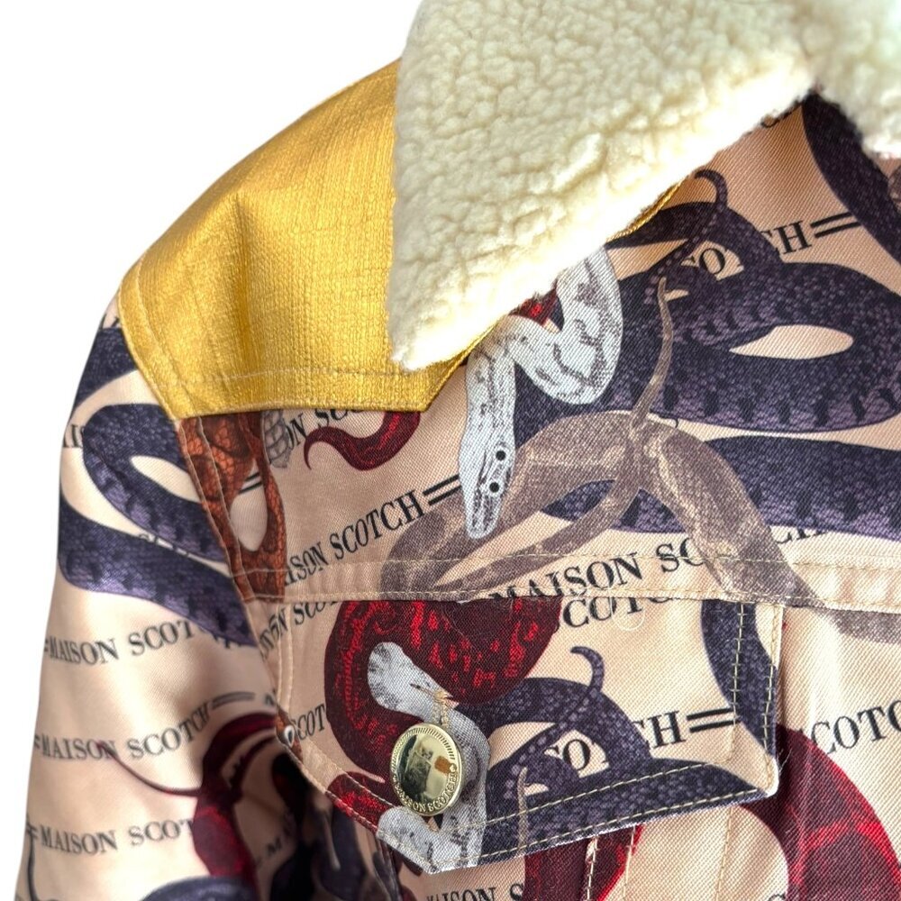 SCOTCH & S0DA Maison Bomber Jacket NWOT MultiColor Snakes with Gold Detail Sz S - Picture 3 of 14